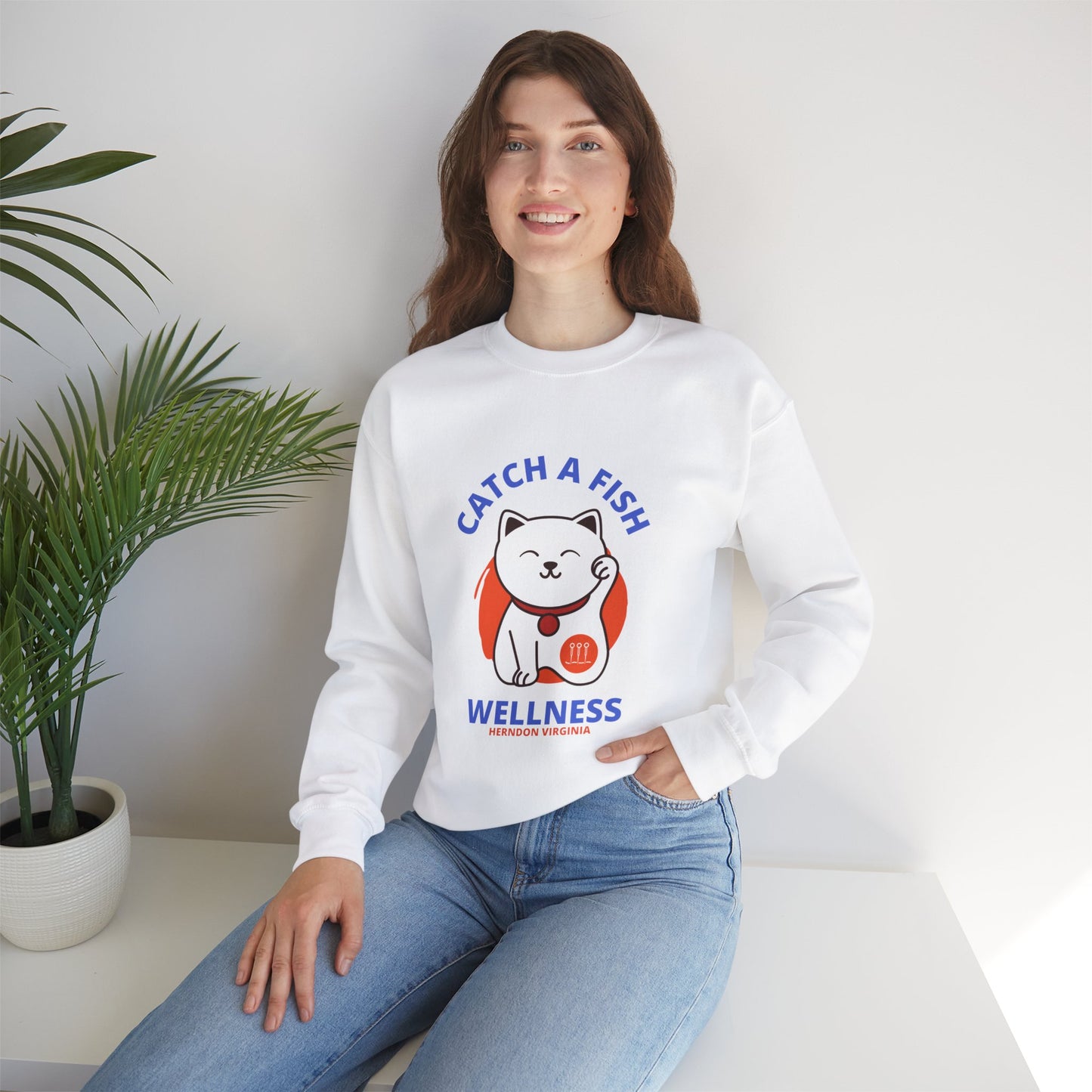 "CAF" Lucky Cat Unisex Heavy Blend™ Crewneck Sweatshirt