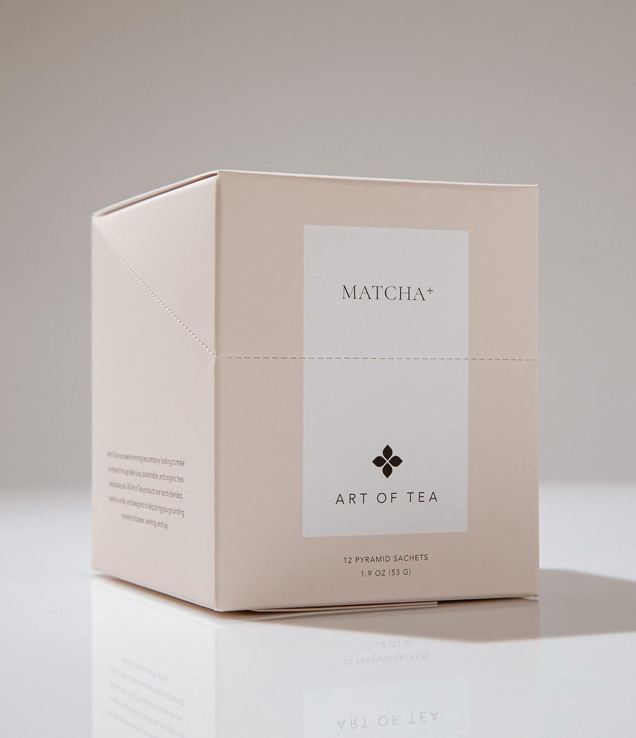 Pink box of The Art of Tea Matcha+ Pyramid sachets